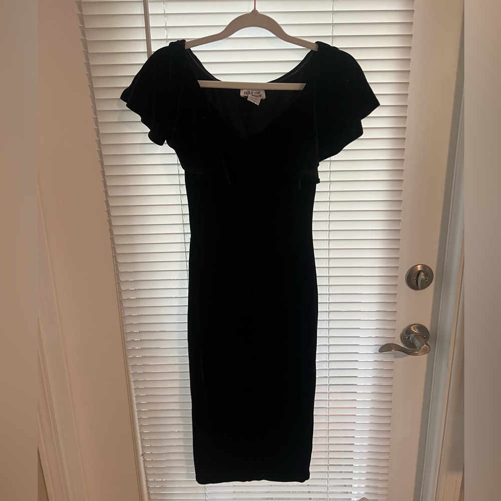 Unique vintage Black off the shoulder Velvet dress